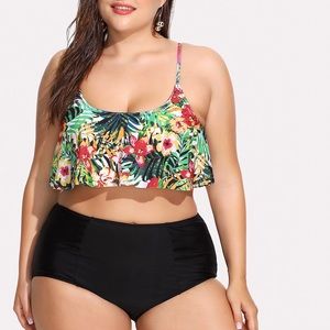 Shein Flower Print flounce Bikini set-size XL